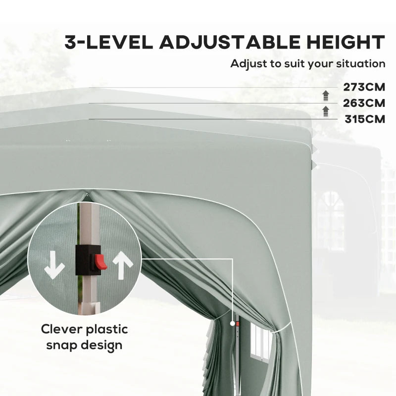 Light Grey 3x3m Pop-Up Gazebo with Accessories
