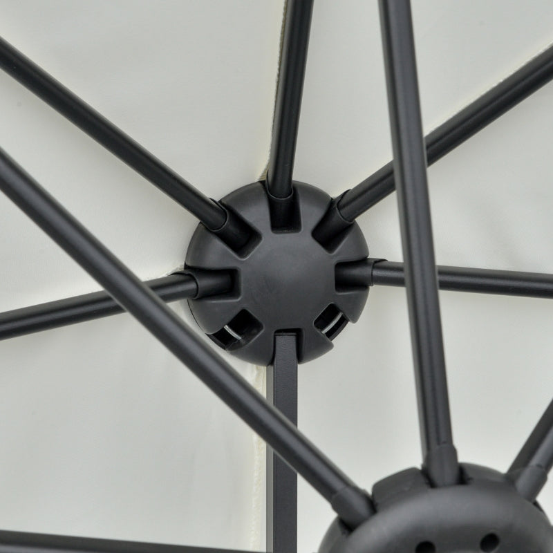 2m Half Market Umbrella with Crank Handle, Cream White