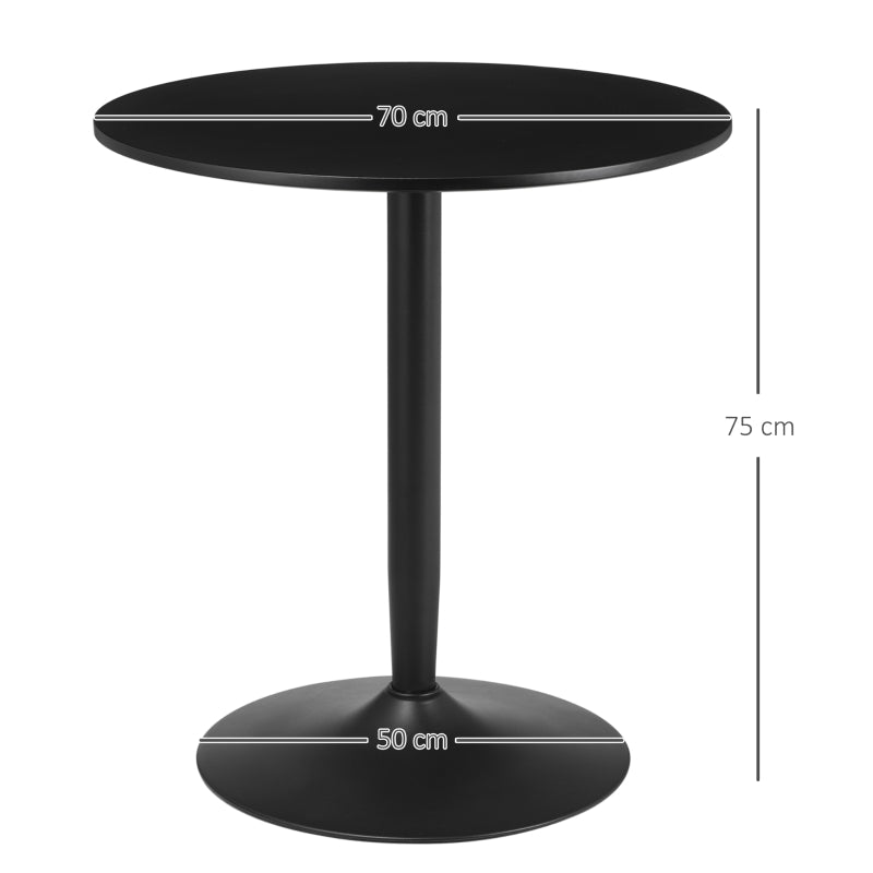 Minimalistic Black Dining Table for Two - 75H x Φ70cm Modern Design Perfect for Small Spaces