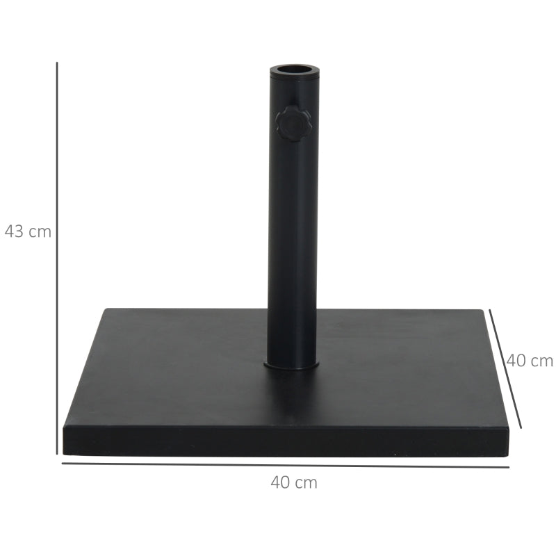 Black Square Cement Parasol Base - 11kg Umbrella Stand for Patio & Garden