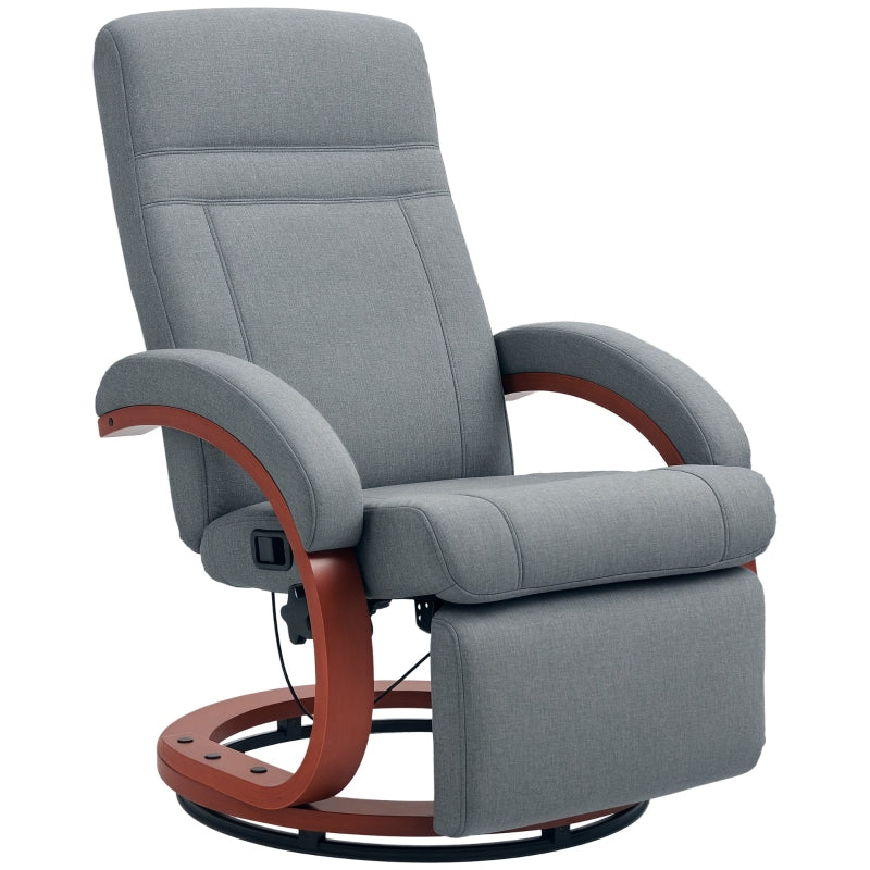 Grey Manual Reclining Swivel Chair with Footrest - 135° Comfort and Style for Your Living Room