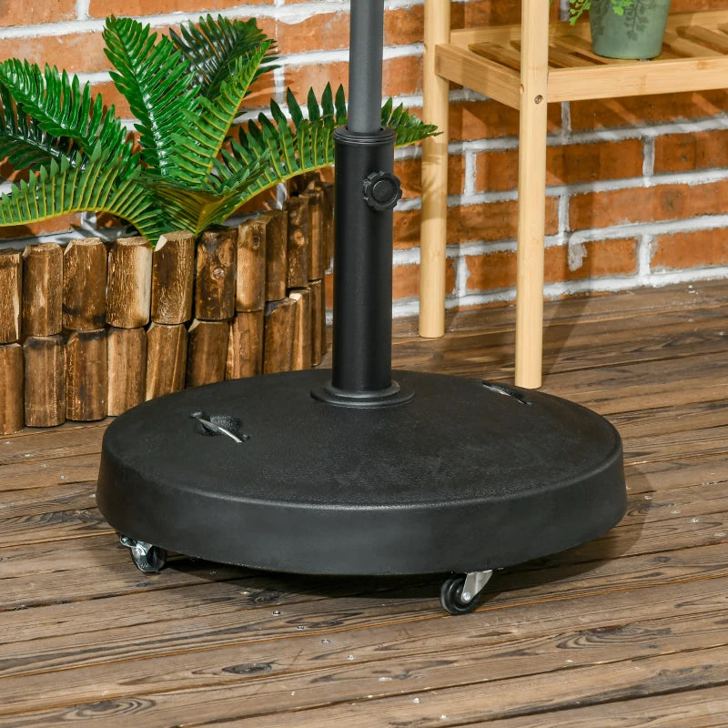 Black Resin Garden Parasol Base with Wheels and Handles, 23.5kg