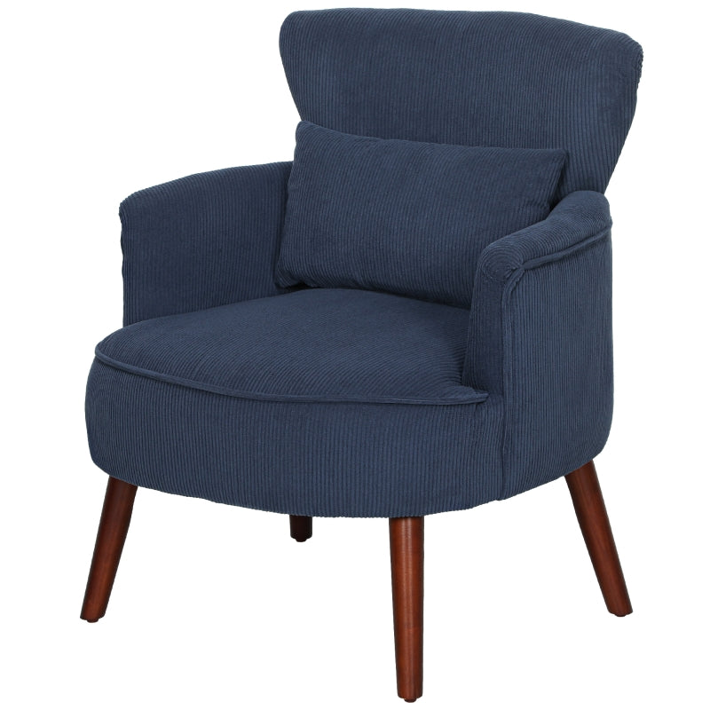 Blue Corduroy Retro Accent Chair for Stylish Living Room Decor