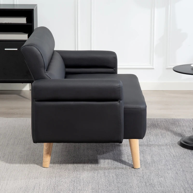 Compact Black Faux Leather 2-Seater Sofa for Stylish Living Rooms