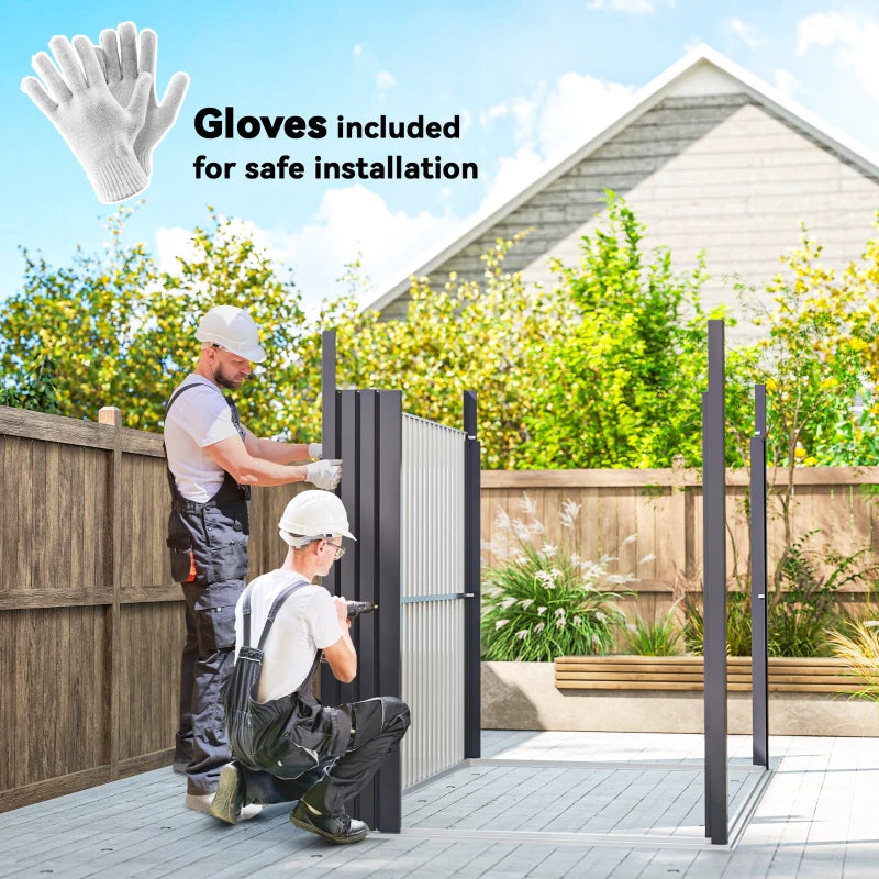 5.3 x 8.5ft Galvanized Steel Garden Shed with Windows, Lockable Door for Outdoor Storage