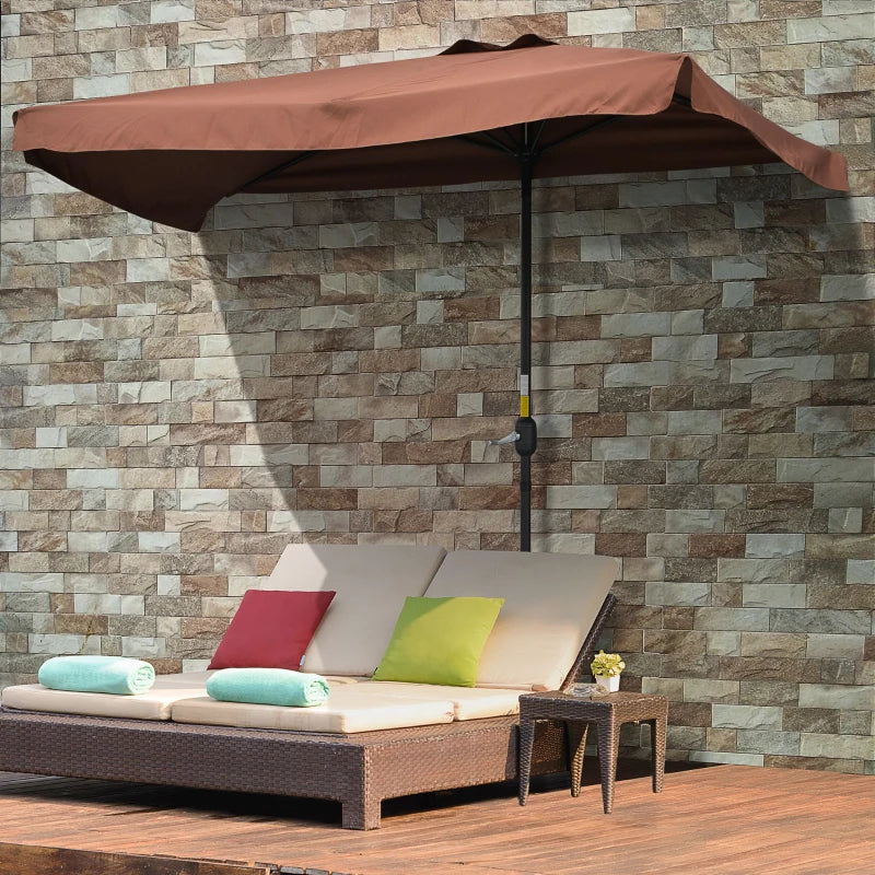 Brown 2.3m Half-Square Balcony Wall Parasol