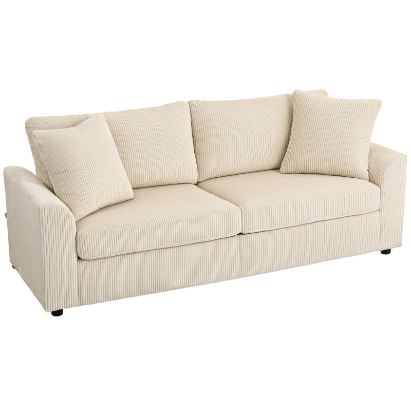 Modern 3-Seater Fabric Sofa with Spring Cushions and Scatter Cushions for Living Room or Home Office
