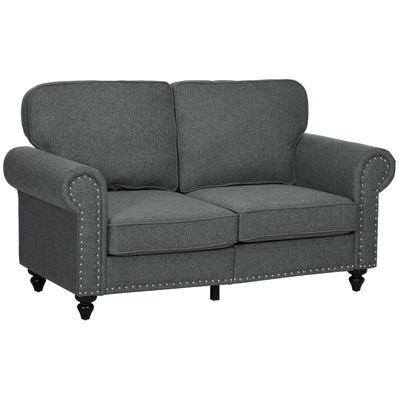 Mid-Century Two-Seater Sofa with Pocket Springs in Charcoal Grey - Stylish and Comfortable Seating