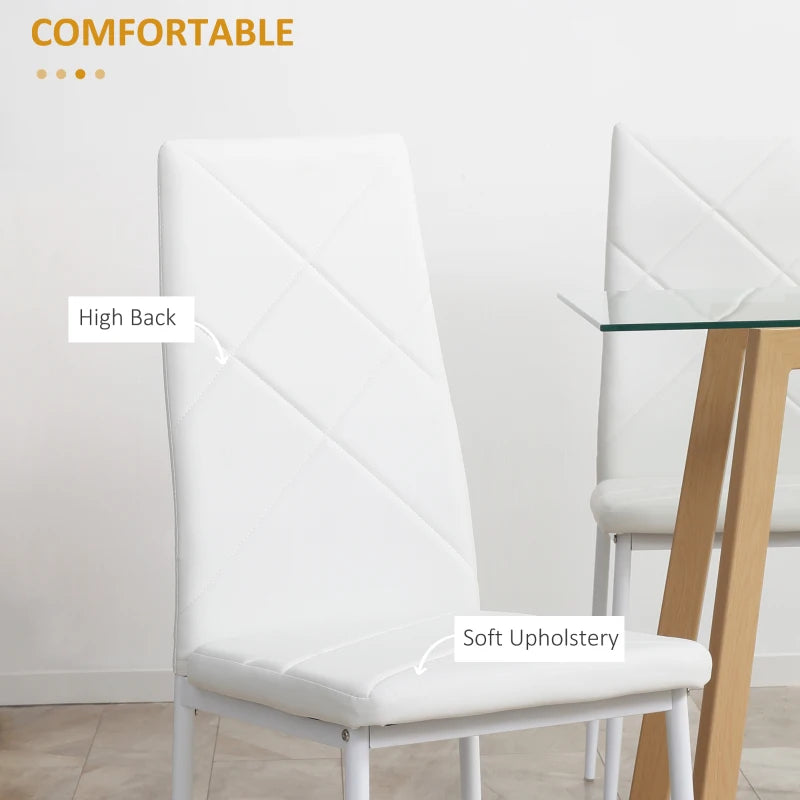 Set of 4 Modern White Faux Leather Dining Chairs - Stylish, Comfortable, Easy to Clean for Dining Room or Kitchen