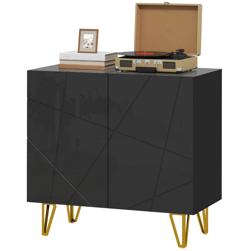 Modern Luxe High Gloss Black Sideboard with Hairpin Legs - Stylish Storage Solution for Contemporary Living Rooms