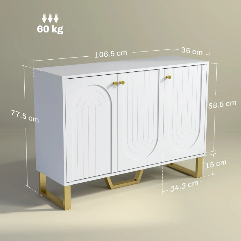 Modern 3-Door White Sideboard Storage Cabinet - Stylish Home Furniture for Living Room, Dining Room, or Entryway