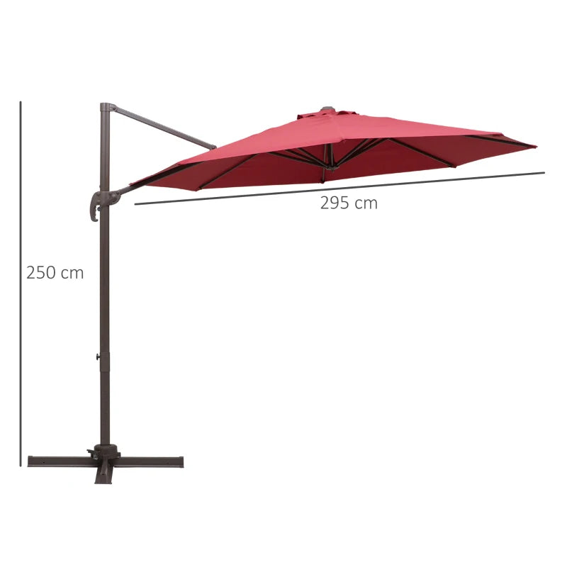 3m Wine Red Cantilever Garden Parasol