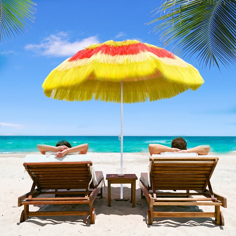 Multicolor 1.6m Beach Sun Umbrella with Tilting Crank
