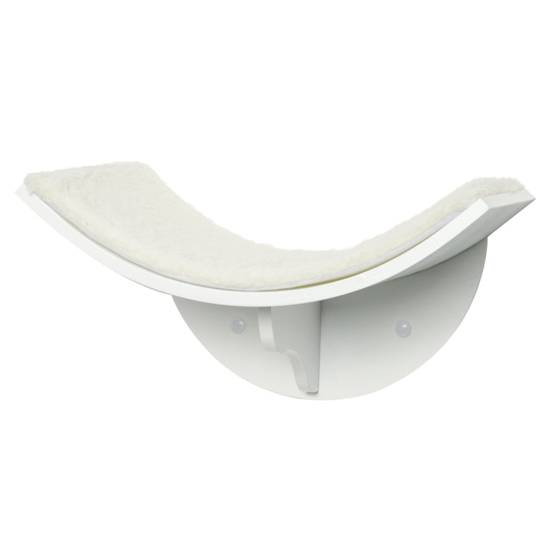 Wood Cat Shelves - Wall-Mounted Curved Kitten Bed Perch Climber Furniture - 41x28x21cm - Stylish White Cat Shelters
