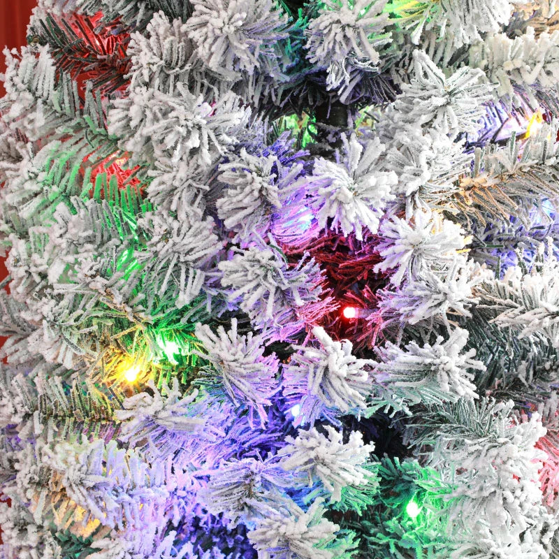 7ft Snowy Artificial Christmas Tree with Lights, Pine Cones & Decorations - Perfect Holiday Home Decor
