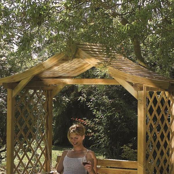 Wooden Garden Arbour With Swing Seat