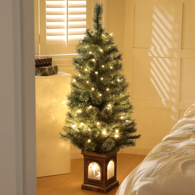 4ft Realistic Artificial Christmas Tree with 80 Warm White LED Lights & Remote - 8 Modes, Perfect for Holiday Decor