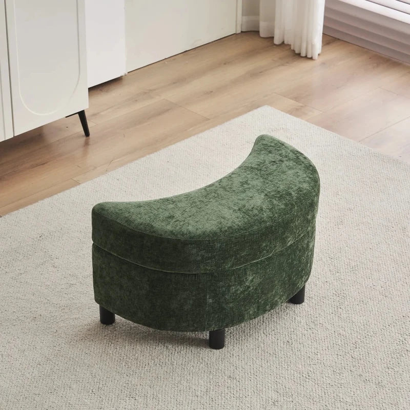 Stylish Green Chenille Swivel Armchair with Cushions and Ottoman Stool, 360° Recliner Sofa, 107L x 105W x 82H cm