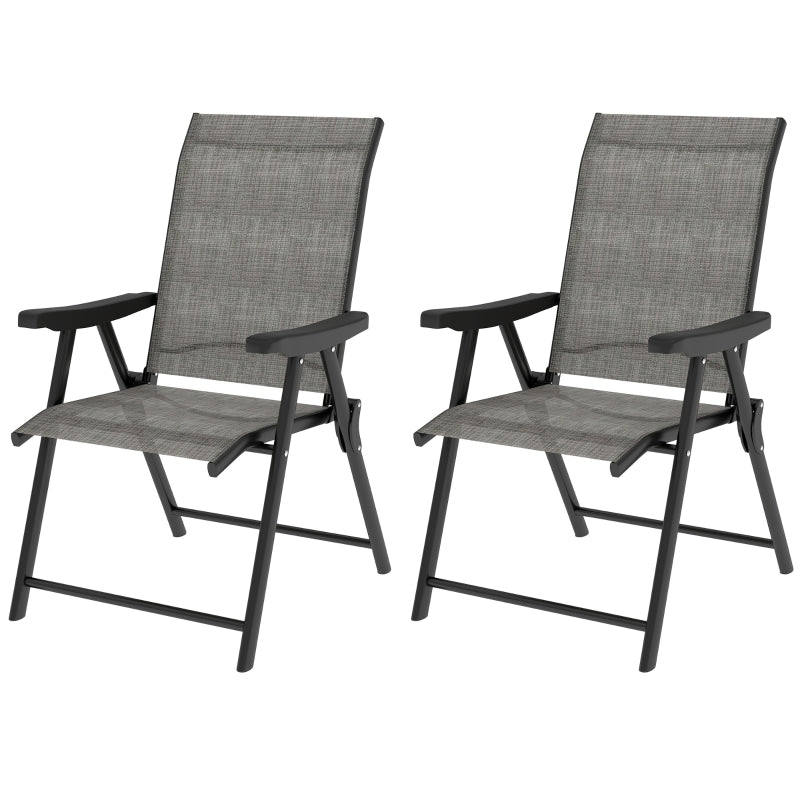 Set of Two Black and Grey Folding Outdoor Chairs - Compact Size for Easy Storage