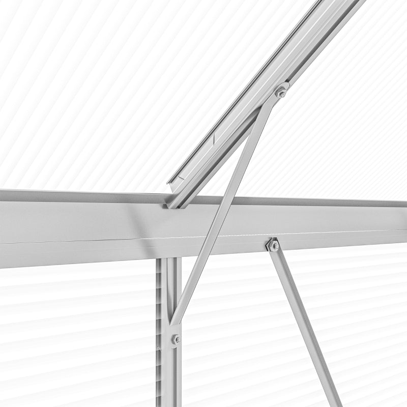 6x6ft Silver Polycarbonate Walk-In Greenhouse with Sliding Door