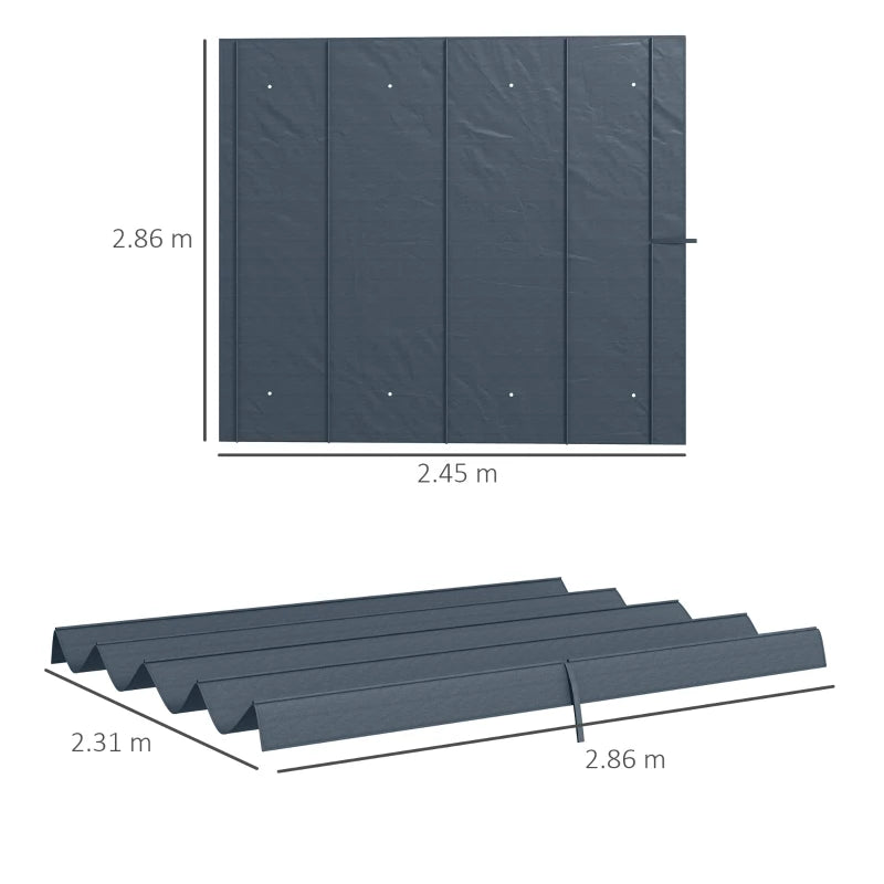 Dark Grey Retractable Pergola Sun Shade Cover, UV30+ Protected, 3x2.15m