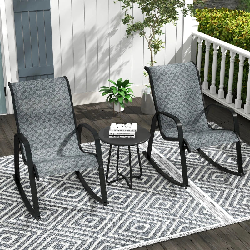 3-Piece Outdoor Rocking Armchair Set, Mixed Grey
