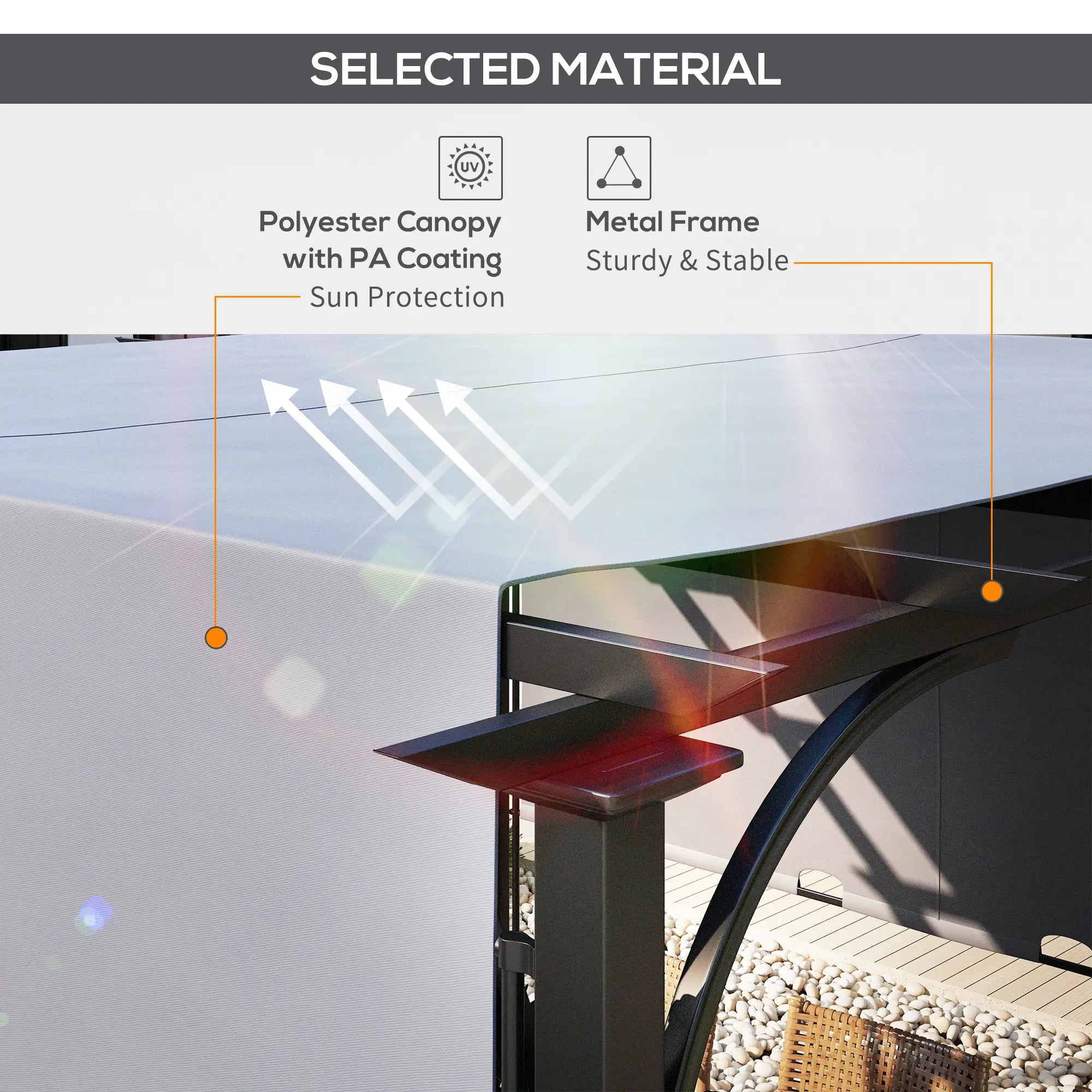 3m x 3m Grey Metal Pergola