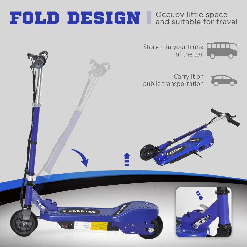 Folding Electric Kids Scooter for Ages 7-14 Lightweight Blue and Black Design