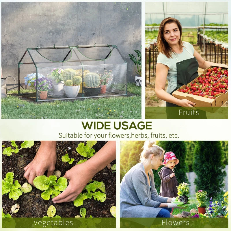 Clear Portable Mini Greenhouse for Garden with Zipped Windows, 120 x 60 x 60 cm