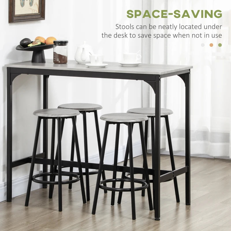 Five Piece Industrial Style Bar Table Set Grey and Black