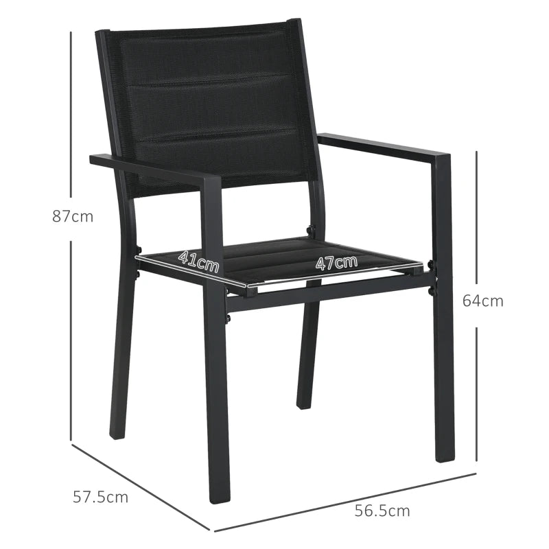 Black Aluminium Stackable Garden Chairs Set of 2