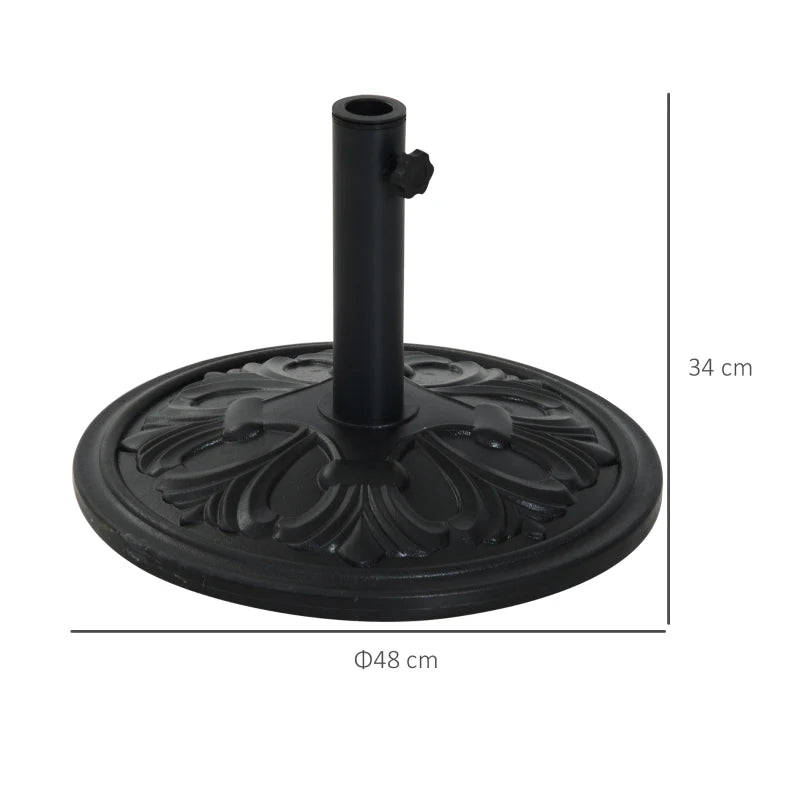 Black Round Patio Umbrella Base Stand - 13kg Weight for Outdoor Garden