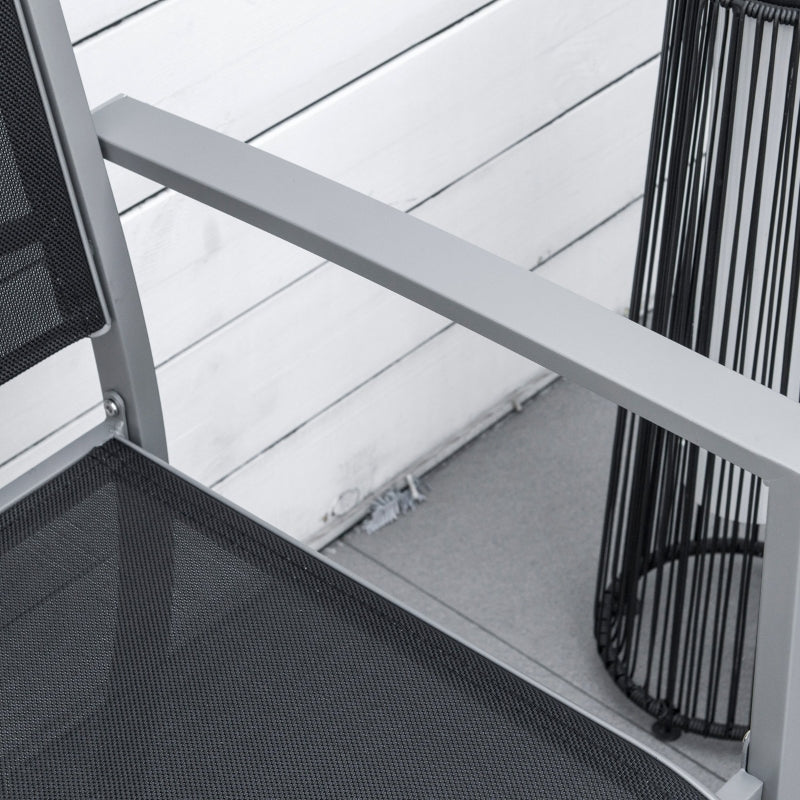 Steel Frame Outdoor Dining Chairs Set of 2 - Grey/Black