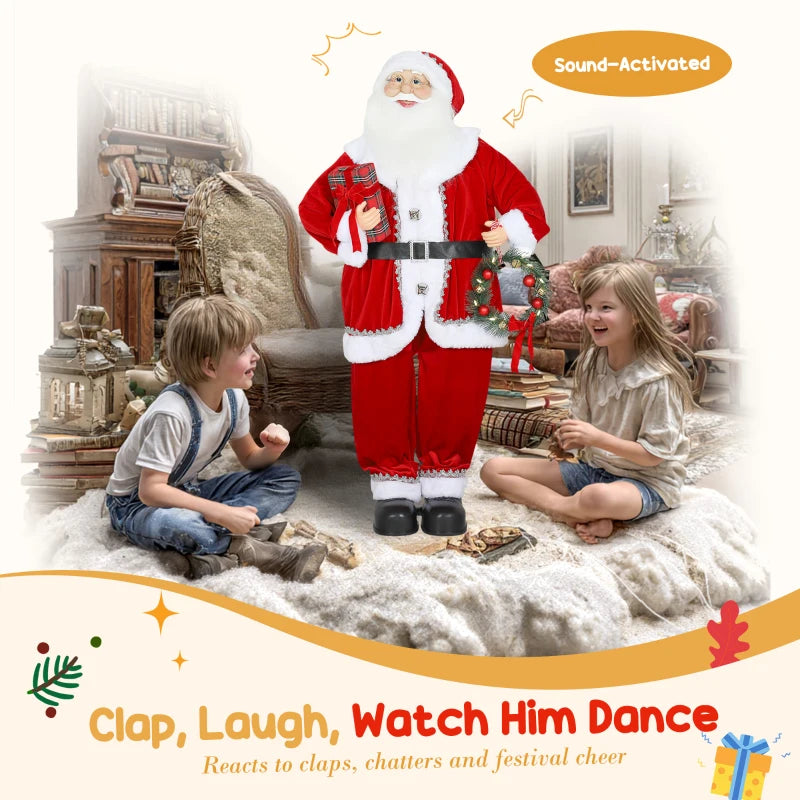 Singing and Dancing Santa Claus with Gift and Wreath - Festive Holiday Decor for Christmas Cheer