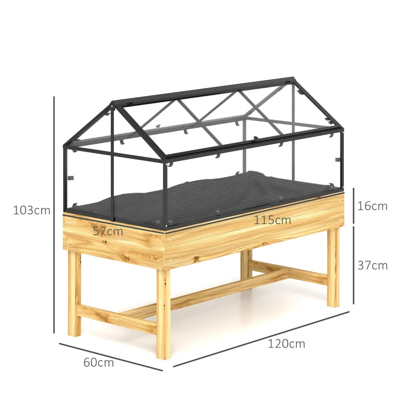 60 x 120cm Natural Wooden Raised Garden Bed - Perfect for Vegetables and Flowers