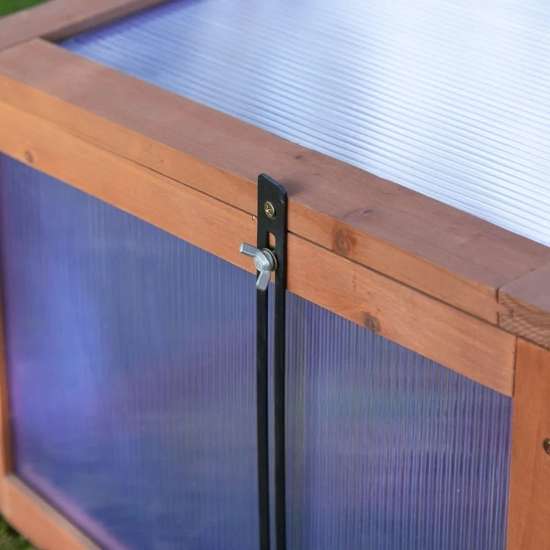 Brown Small Polycarbonate Greenhouse with Openable Top Cover, 100x65x40cm