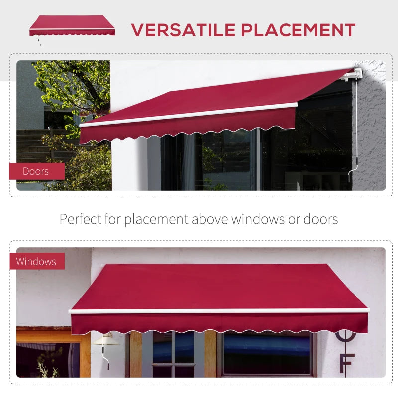 Red 3.5m x 2.5m Retractable Manual Awning Canopy