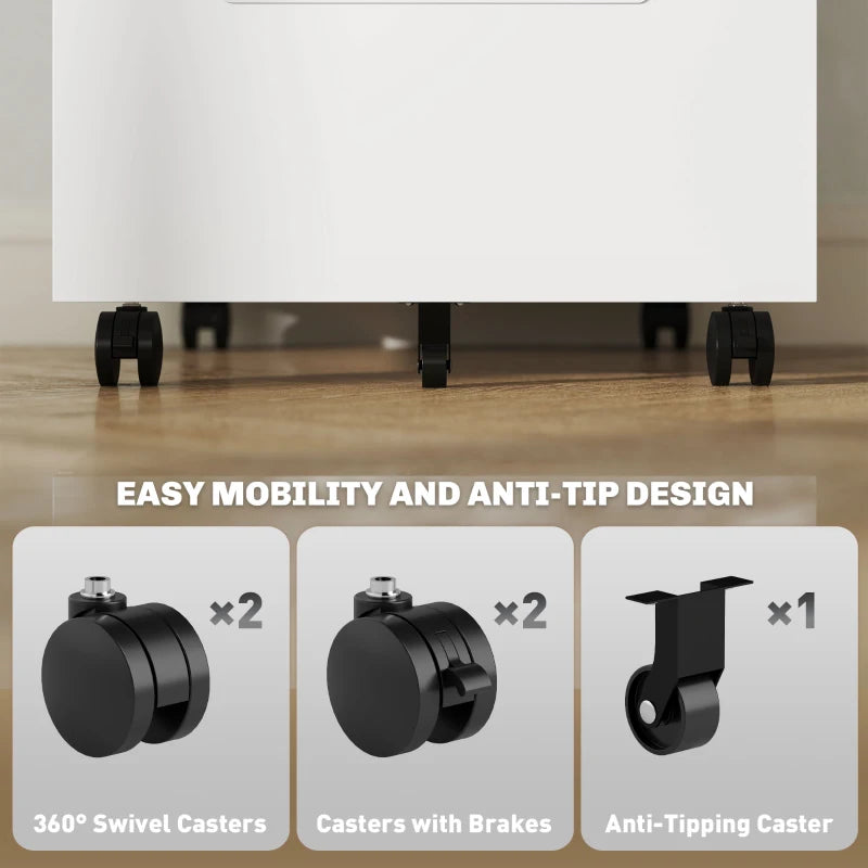 Vinsetto White Three-Drawer Steel Filing Cabinet - Modern Office Storage Solution for Organizing Documents and Files
