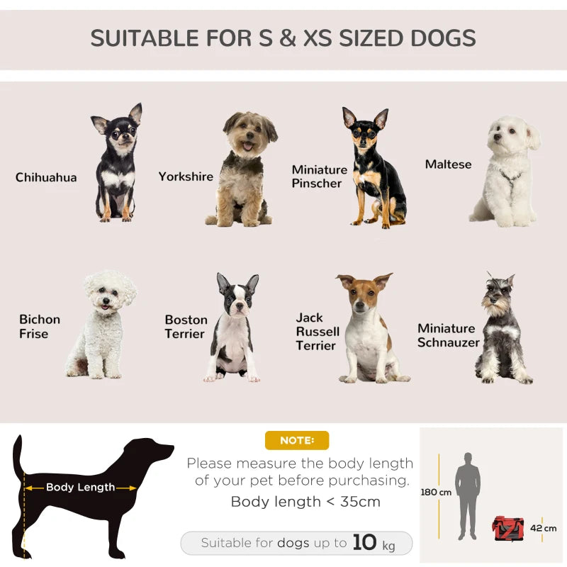 Foldable Pet Carrier for Small Dogs & Cats - Portable Soft-Sided Travel Crate with Removable Mat & Mesh Window - Red 60x42x42cm