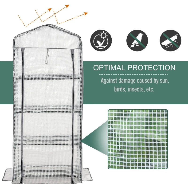 Compact Green 4-Tier Portable Plant Grow Shed 160x70x50cm
