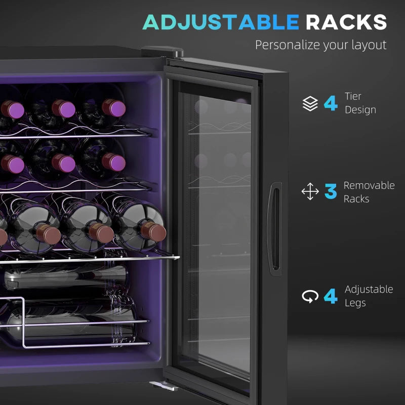 42L 16-Bottle Black Wine Cooler Fridge - Perfect for Home, Compact Design, Energy Efficient, Ideal for Wine Lovers