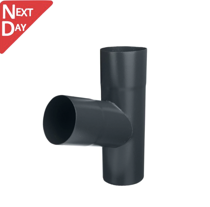 80mm Anthracite Grey Galvanised Steel Downpipe 70 Degree Branch
