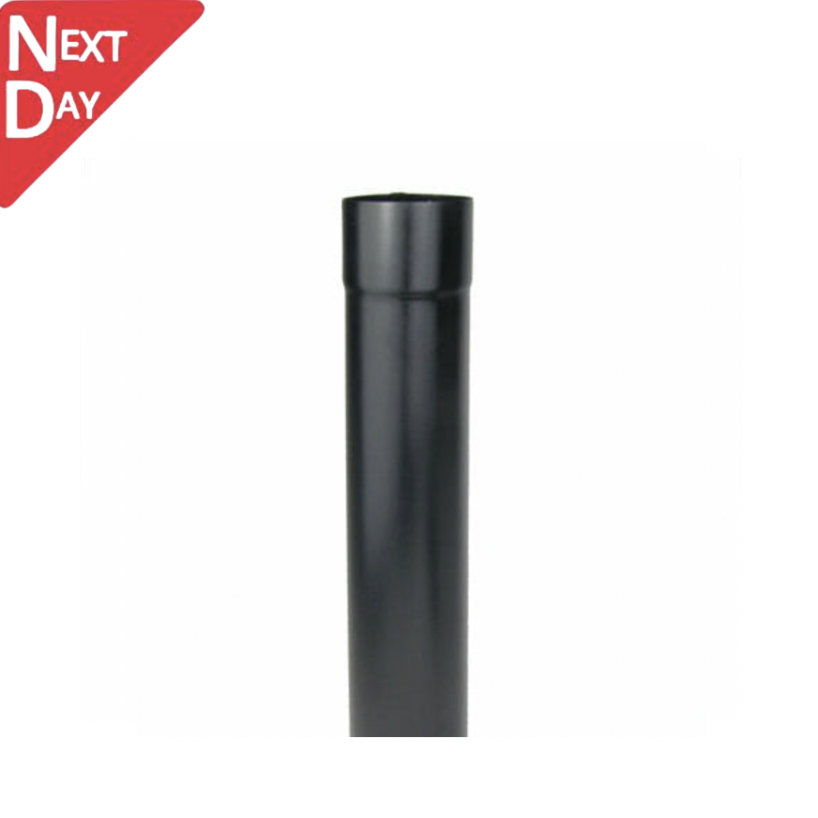 60mm Black Galvanised Steel Downpipe 2m Length