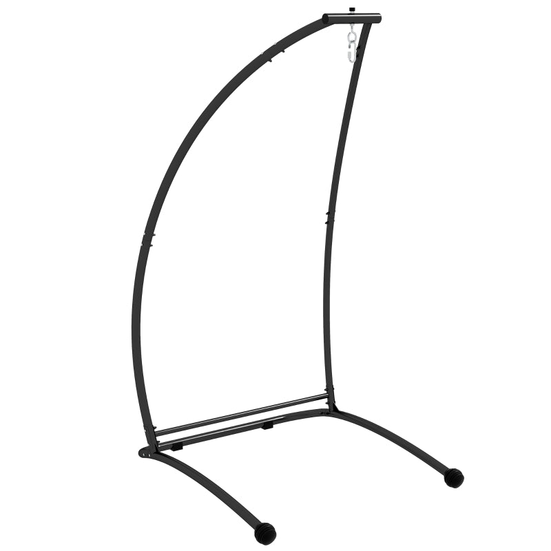 Black C-Shaped Hammock Chair Stand - Heavy Duty Metal Frame for Indoor & Outdoor Use