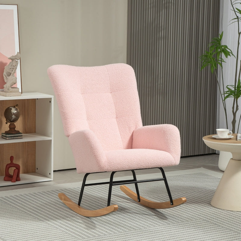 Pink Teddy Fleece Rocking Chair - Cozy Comfort for Kids, Size: Standard