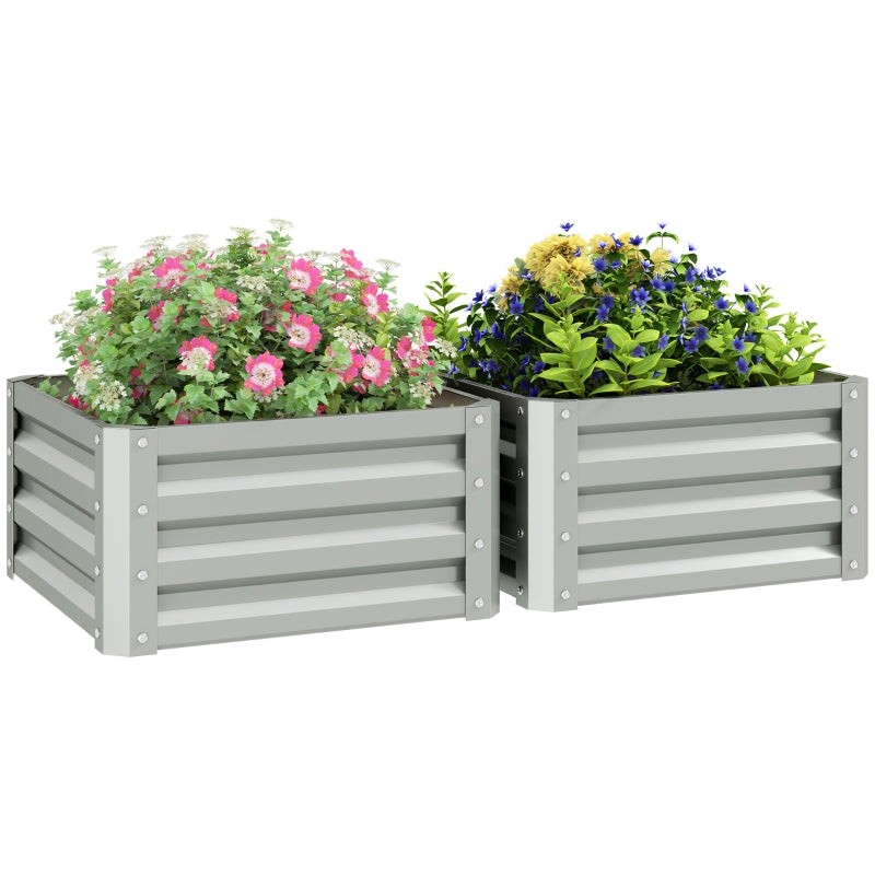 Stylish Light Grey Steel Planter Boxes - Set of Two