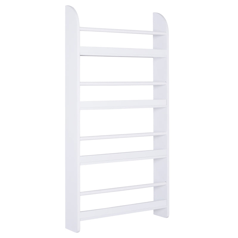 4-Tier Wall Mounted Bookshelf - 15cm Depth Storage Rack for Bedroom, Nursery, Office & Home - White