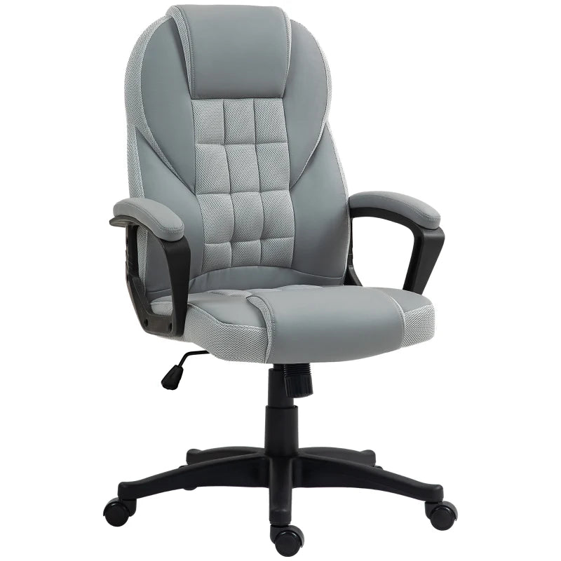 Ergonomic Grey Faux Leather Office Chair - Stylish, Comfortable Desk Seating for Home & Office Use