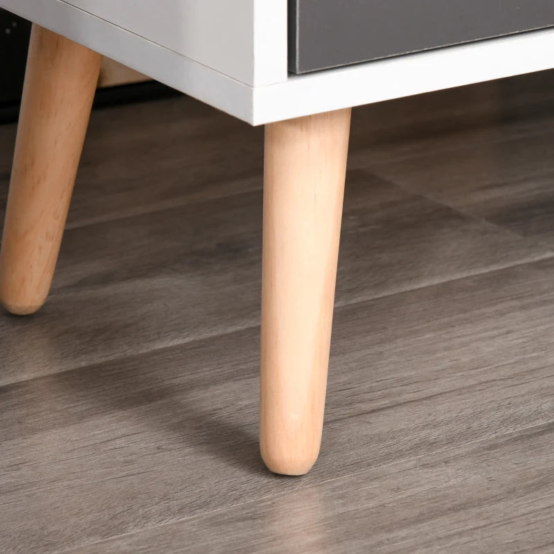 Stylish Grey Sideboard Storage Cabinet with Drawer & Solid Wood Legs - Perfect for Bedroom, Living Room & Home Office