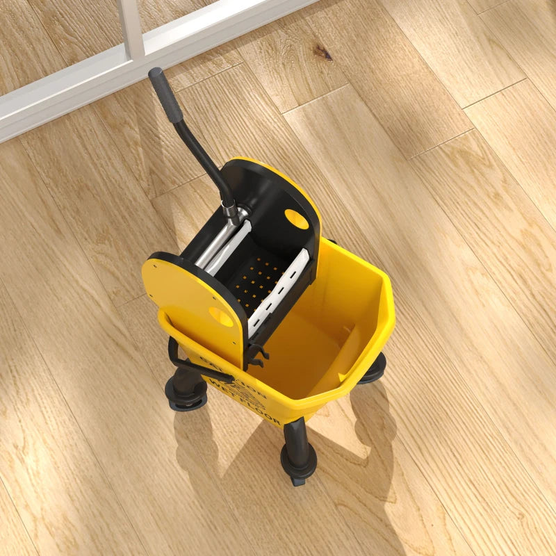26 Litre Yellow Mop Bucket with Wringer - Heavy Duty Cleaning Tool for Home and Commercial Use
